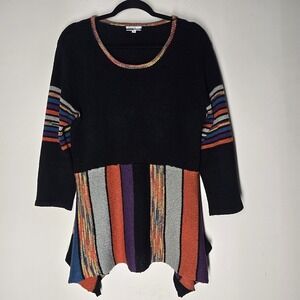 Vintage Mirror Image Artsy Boho Open Knit Handkerchief Hem Sweater Womens M